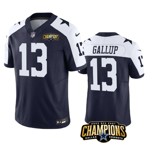 Dallas Cowboys #13 Michael Gallup Navy White 2023 F.U.S.E. NFC East Champions Patch Stitched Jersey - Zenithce