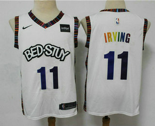 Brooklyn Nets #11 Kyrie Irving NEW White Fashion Name 2020 City Edition Swingman Stitched Jersey - Zenithce