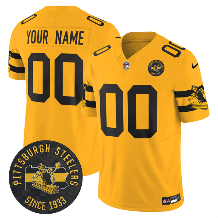 Pittsburgh Steelers Throwback 1933 Patch yellow Vapor Limited All Stitched Jersey - Zenithce
