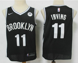 Brooklyn Nets #11 Kyrie Irving Black 2019 New Season Swingman City Edition Jersey With The NEW Sponsor Logo - Zenithce