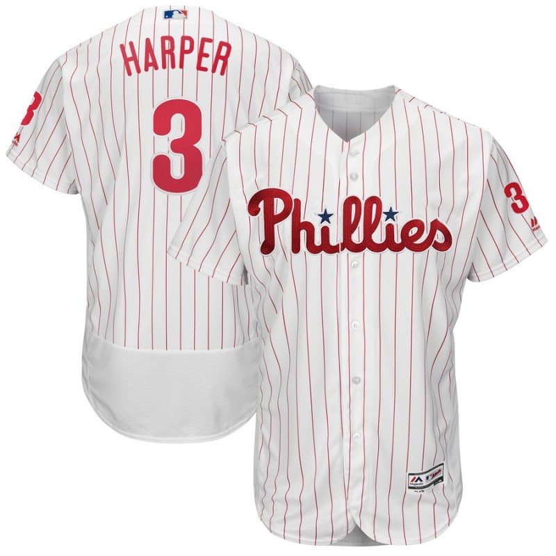 Philadelphia Phillies #3 Bryce Harper Majestic White Flexbase Stitched Jersey - Zenithce