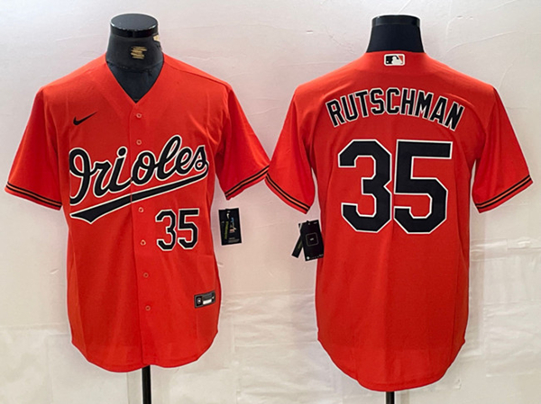 Baltimore Orioles #35 Adley Rutschman Orange With Patch Cool Base Stitched Jersey - Zenithce