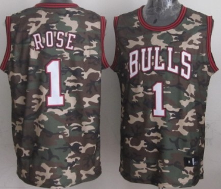 Chicago Bulls #1 Derrick Rose Camo Fashion Jersey - Zenithce