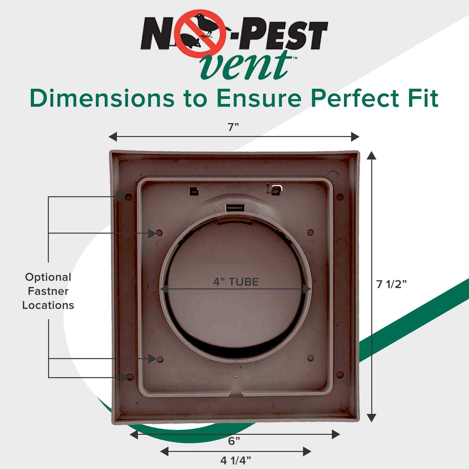 NO-PEST Vent Dual Door Dryer Vent Cover Outdoor 4 inch Made in USA w Highest UV Resistant Plastic in any Outdoor Vent Cover - Zenithce