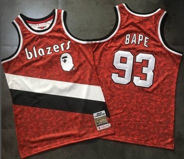 A Bathing Ape Blazers #93 Bape Red Stitched Jersey - Zenithce