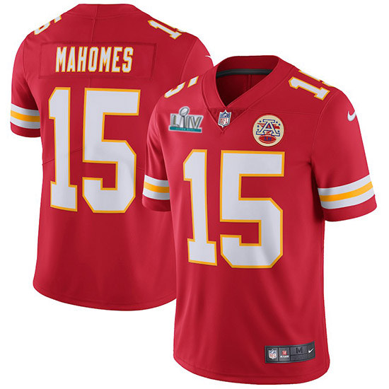 Chiefs #15 Patrick Mahomes Super Bowl LIV Red Vapor Untouchable Limited Stitched Jersey - Zenithce