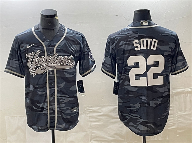 New York Yankees #22 Juan Soto Gray Camo Cool Base Stitched Jersey - Zenithce