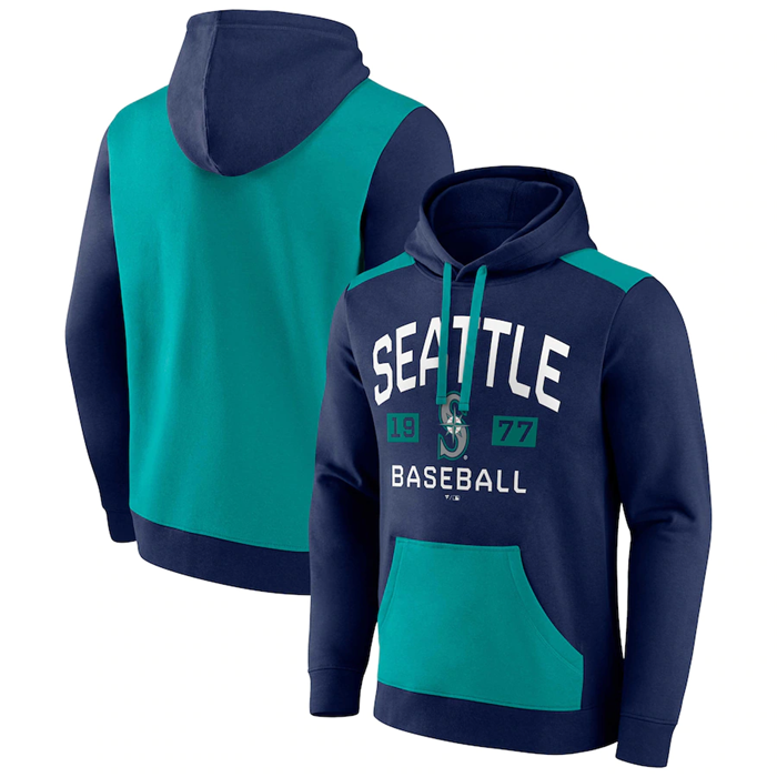 Seattle Mariners Navy Aqua Chip In Pullover Hoodie - Zenithce