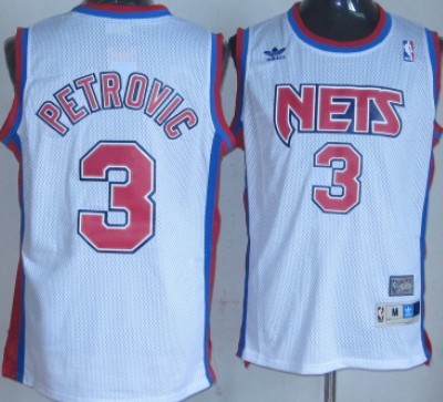 New Jersey Nets #3 Drazen Petrovic White Throwback Swingman Jersey - Zenithce