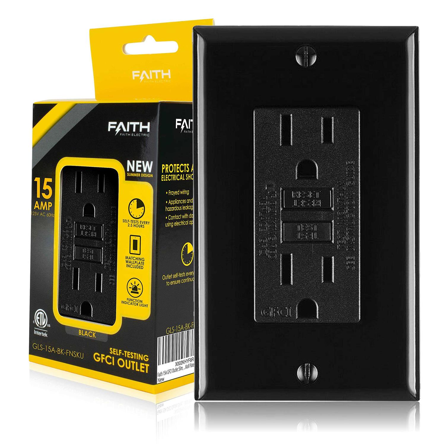 Faith 20A Gfci Outlet Slim GFI Receptacle with Wall Plate - Zenithce