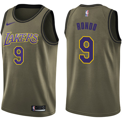 Los Angeles Lakers #9 Rajon Rondo Green Swingman Salute to Service Jersey - Zenithce