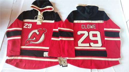 Devils #29 Ryane Clowe Red Sawyer Hooded Sweatshirt Stitched Jersey - Zenithce