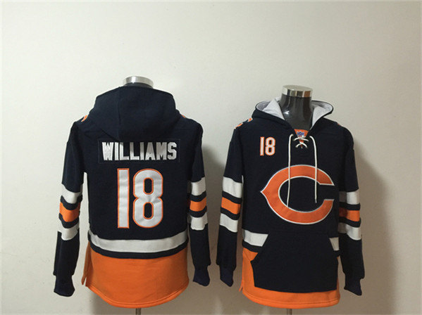 Chicago Bears #18 Caleb Williams Navy Orange Ageless Must-Have Lace-Up Pullover Hoodie - Zenithce