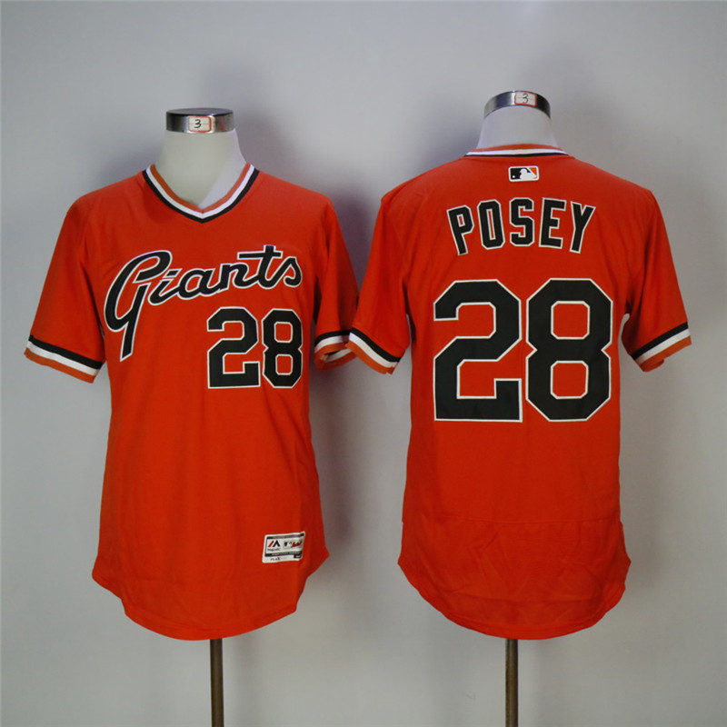 San Francisco Giants #28 Buster Posey Orange Throwback Flexbase Stitched Jersey - Zenithce