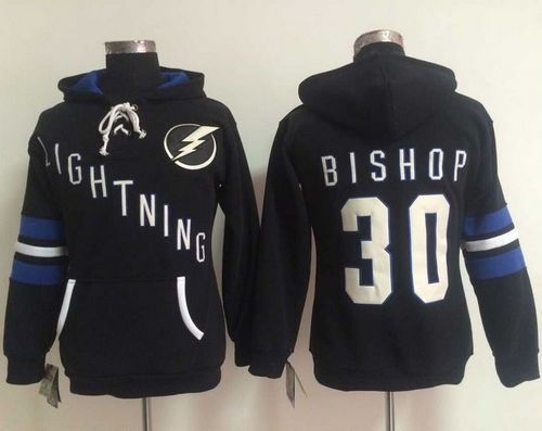 Tampa Bay Lightning #30 Ben Bishop Black Women's Old Time Heidi NHL Hoodie - Zenithce