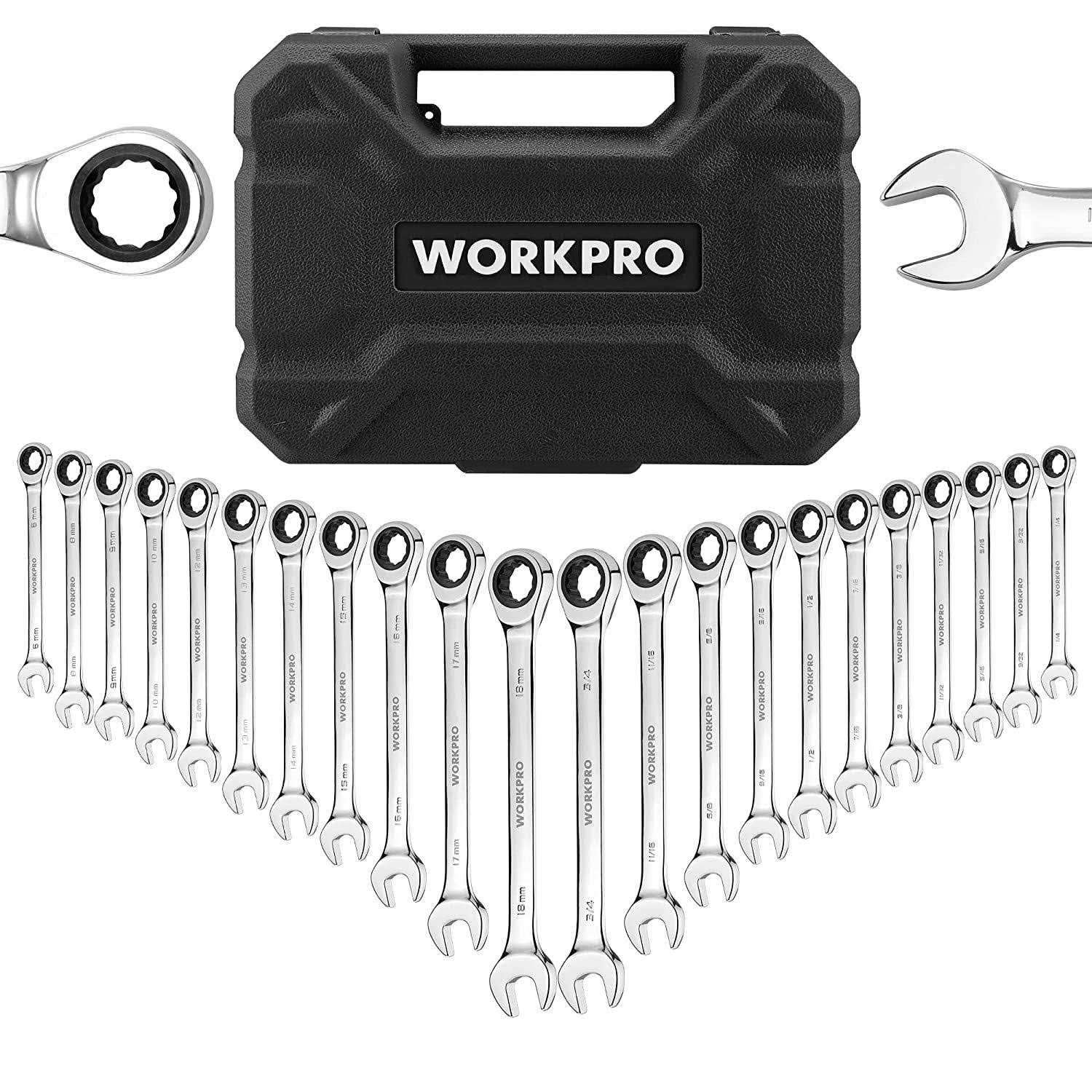 WORKPRO 22-Piece Ratcheting Combination Wrench Set 72 Teeth - Zenithce