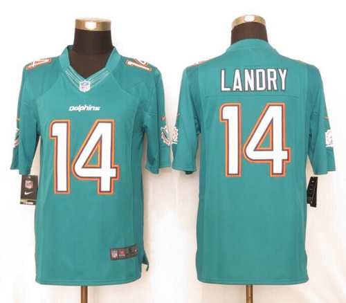 Dolphins #14 Jarvis Landry Aqua Green Team Color Stitched Limited Nike Jersey - Zenithce