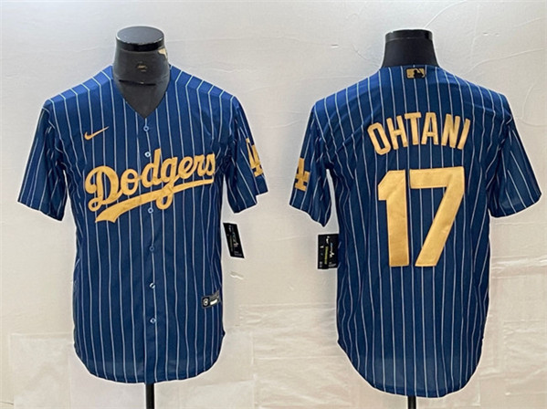 Los Angeles Dodgers #17 Shohei Ohtani Navy Gold Cool Base Stitched Jersey - Zenithce