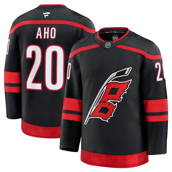Carolina Hurricanes #20 Sebastian Aho Black 2024-25 Home Stitched Jersey - Zenithce