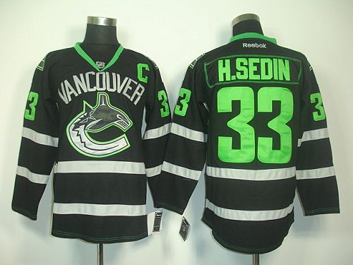 Canucks #33 Henrik Sedin Black Ice Stitched Jersey - Zenithce