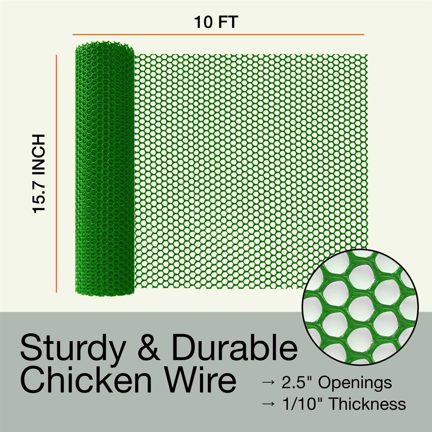 Maporch Upgraded 157in X 10ft Green Plastic Chicken Wire Fence Mesh - Zenithce