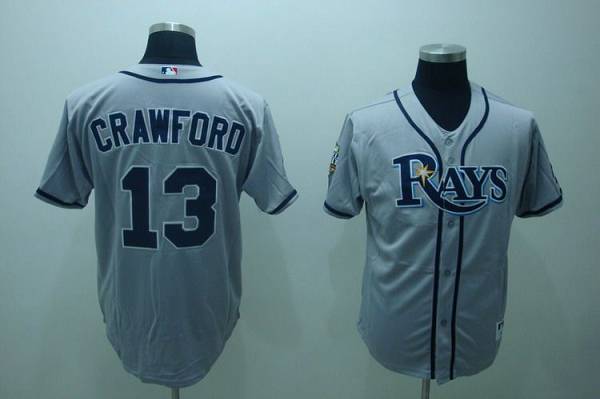 Rays #13 Carl Crawford Stitched Grey Jersey - Zenithce