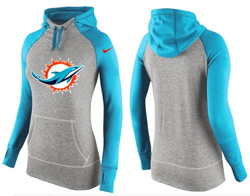 Women's Nike Miami Dolphins Performance Hoodie Grey   Blue_2 - Zenithce