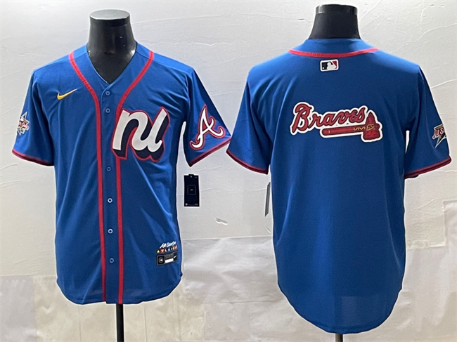 National League Atlanta Braves Team Big Logo Blue 2025 All-Star Edition Limited Stitched Jersey - Zenithce