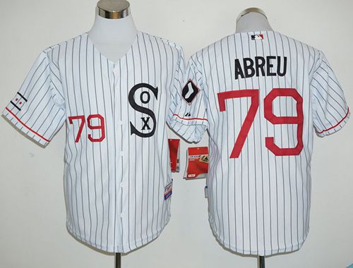 White Sox #79 Jose Abreu White(Black Strip) Cooperstown Stitched Jersey - Zenithce