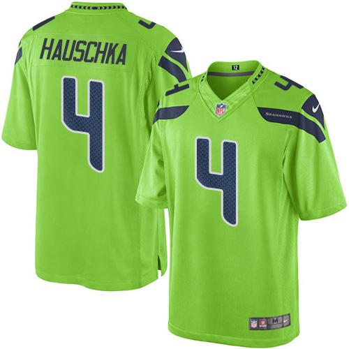 Seahawks #4 Steven Hauschka Green Stitched Limited Rush Nike Jersey - Zenithce