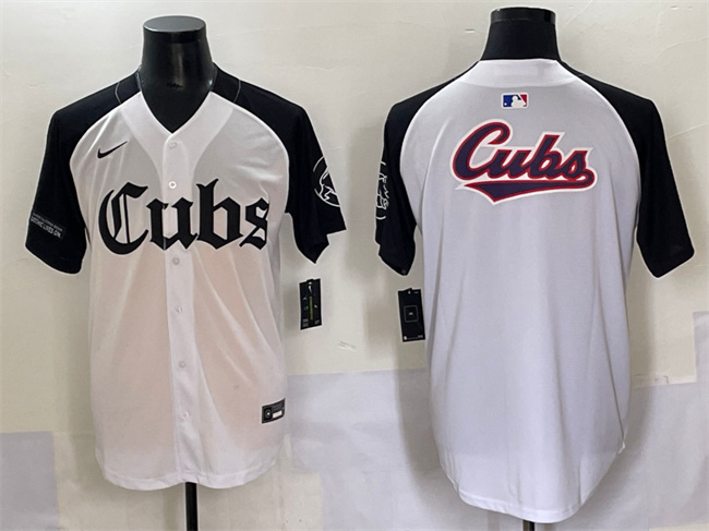 Chicago Cubs Team Big Logo White Black 'Gothic North Side Edition' Vapor Premier Limited Stitched Jersey - Zenithce