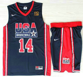 USA 1992 Olympic Dream Team #14 Charles Barkley Blue Jerseys & Shorts - Zenithce