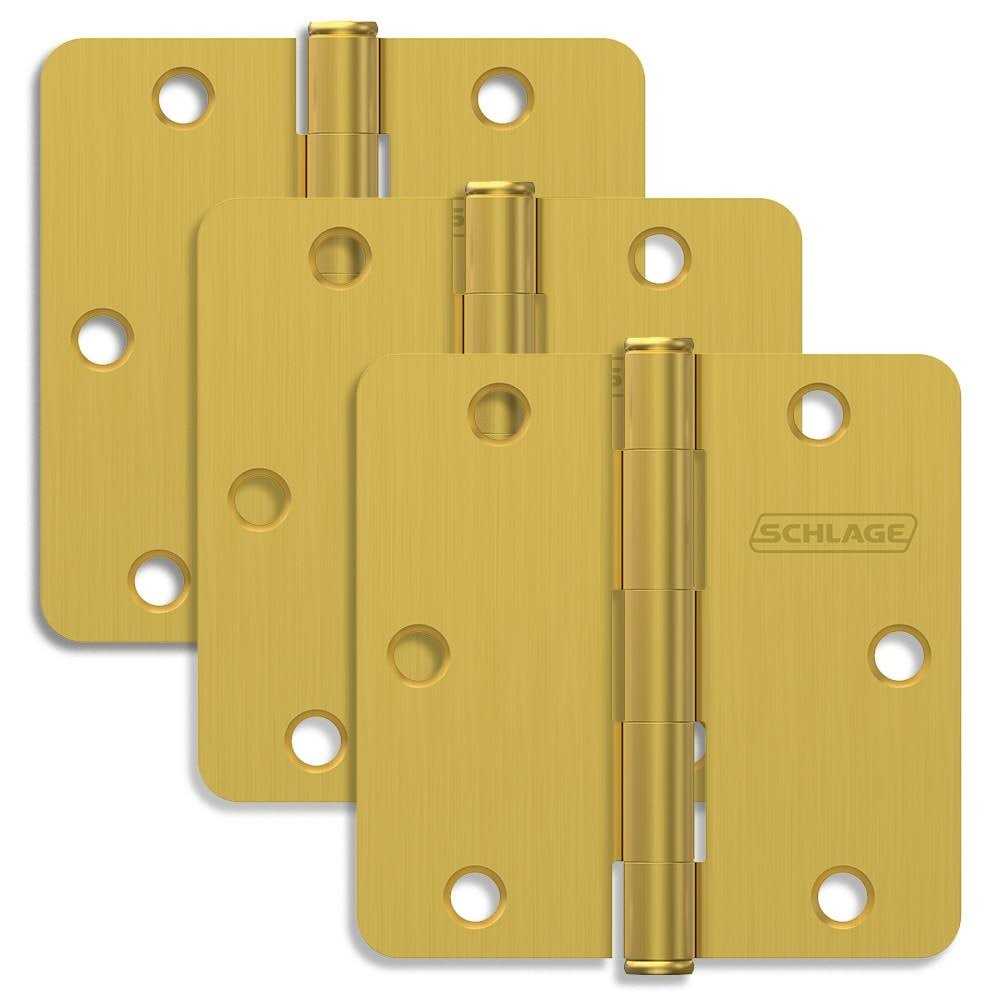 Schlage Pack of Three 3.5 x 3.5 Plain Bearing 1/4 Radius Corner - Zenithce
