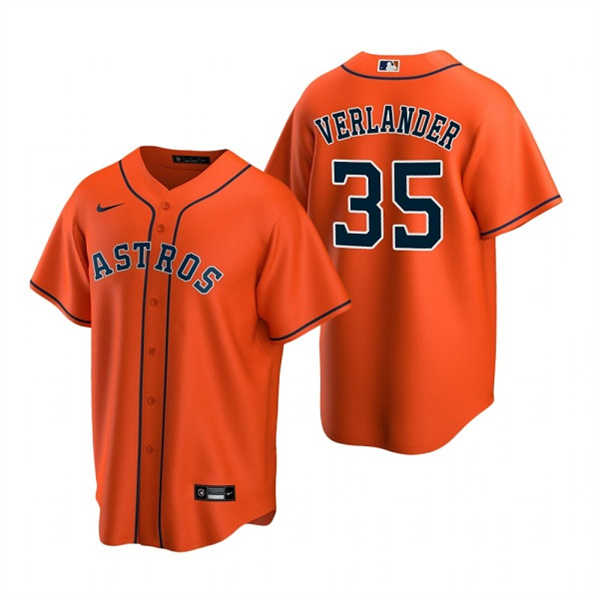 Houston Astros #35 Justin Verlander Orange Cool Base Stitched Jersey - Zenithce