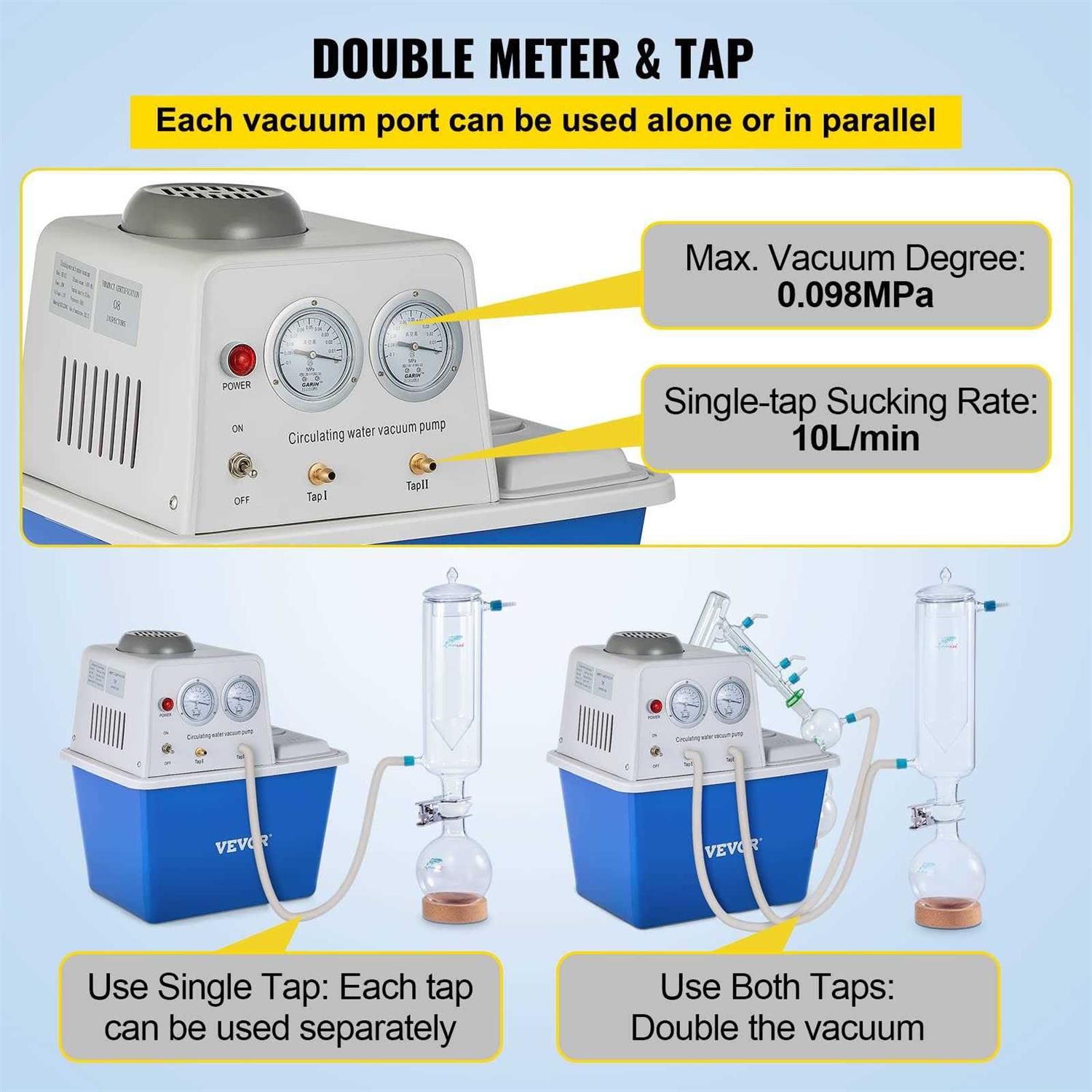 VEVOR Lab Multi-Purpose Water Circulating Vacuum Pump15l with 2 Off - Zenithce