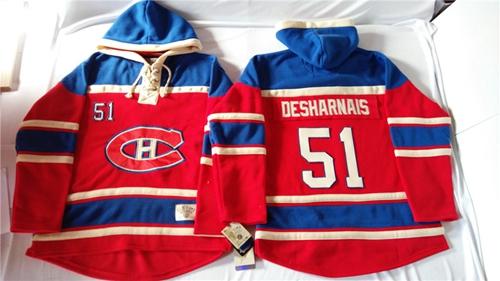 Canadiens #51 David Desharnais Red Sawyer Hooded Sweatshirt Stitched Jersey - Zenithce