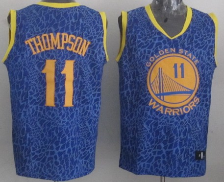 Golden State Warriors #11 Klay Thompson Blue Leopard Print Fashion Jersey - Zenithce