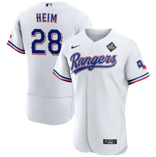 Texas Rangers #28 Jonah Heim White 2023 World Series Flex Base Stitched Jersey - Zenithce