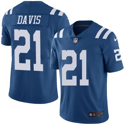 Colts #21 Vontae Davis Royal Blue Stitched Limited Rush Nike Jersey - Zenithce