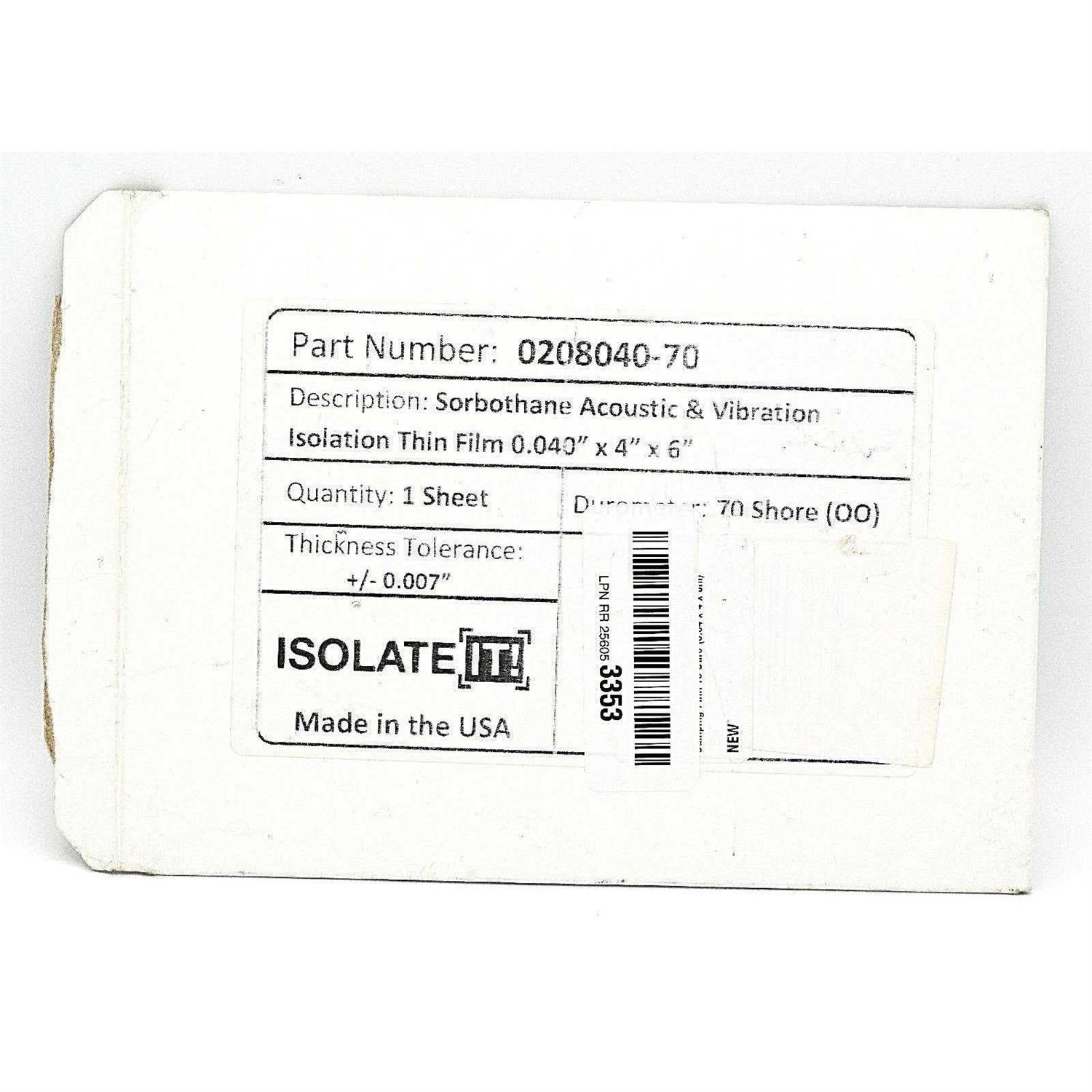 Isolate It! Sorbothane Acoustic & Vibration Damping Film 50 Duro - Zenithce