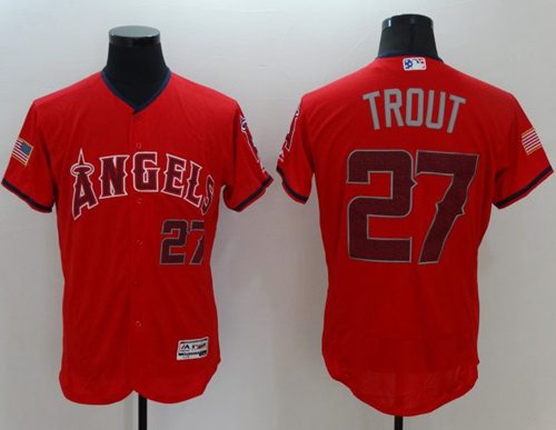 Angels Of Anaheim #27 Mike Trout Red Fashion Stars Stripes Flexbase Authentic Stitched Jersey - Zenithce