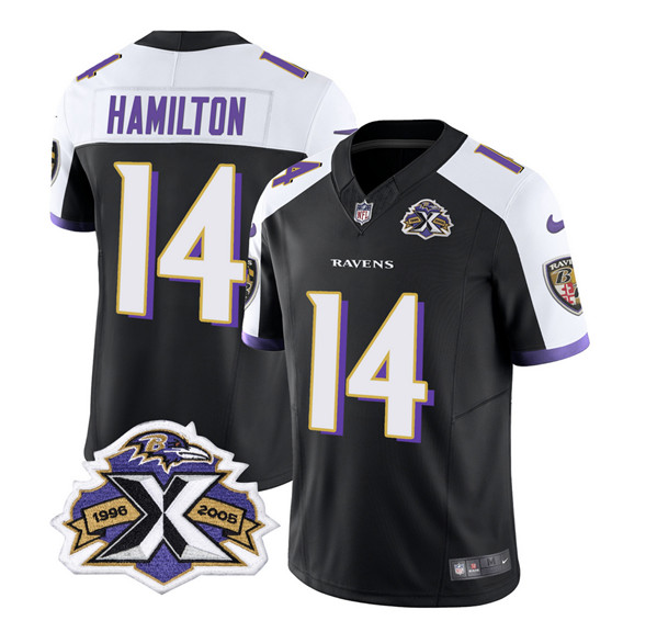 Baltimore Ravens #14 Kyle Hamilton Black White 2023 F.U.S.E With Patch Throwback Vapor Limited Stitched Jersey - Zenithce