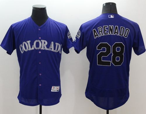 Rockies #28 Nolan Arenado Purple Flexbase Authentic Collection Stitched Jersey - Zenithce