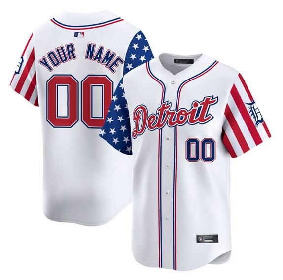 Detroit Tigers Custom White 2025 Independence Day Vapor Premier Limited Stitched Jersey - Zenithce