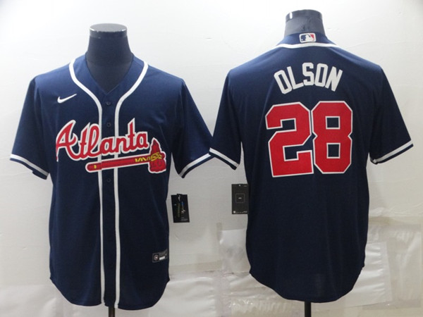 Atlanta Braves #28 Matt Olson Navy Cool Base Stitched Baseball Jersey - Zenithce