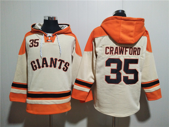 San Francisco Giants #35 Brandon Crawford Cream Ageless Must-Have Lace-Up Pullover Hoodie - Zenithce