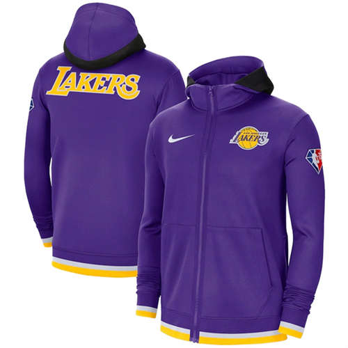 Los Angeles Lakers Purple 75th Anniversary Performance Showtime Full-Zip Hoodie Jacket - Zenithce