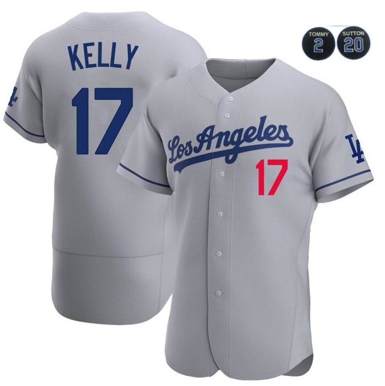 Los Angeles Dodgers Grey #17 Joe Kelly #2 #20 Patch Flex Base Stitched Jersey - Zenithce
