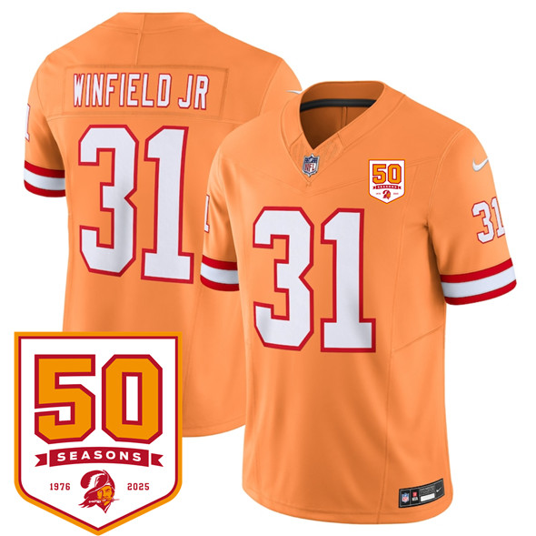 Tampa Bay Buccaneers #31 Antoine Winfield Jr. Orange 2025 F.U.S.E. 50th Anniversary Patch Vapor Untouchable Limited Stitched Jersey - Zenithce
