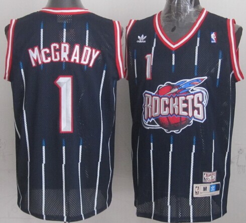 Houston Rockets #1 Tracy McGrady ABA Hardwood Classic Swingman Navy Blue Jersey - Zenithce